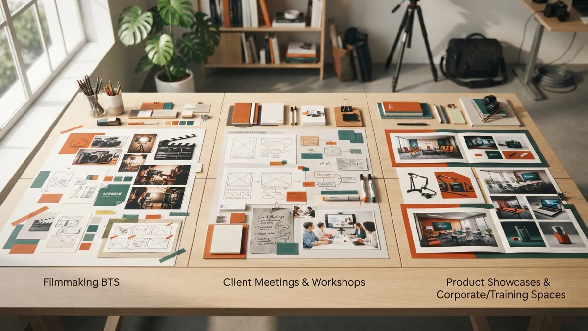 Web design tools compared through varied layout styles on a studio desk