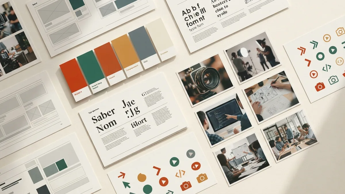 Core parts of a brand identity system Coordinated brand identity materials showing color, type, images, and layout choices