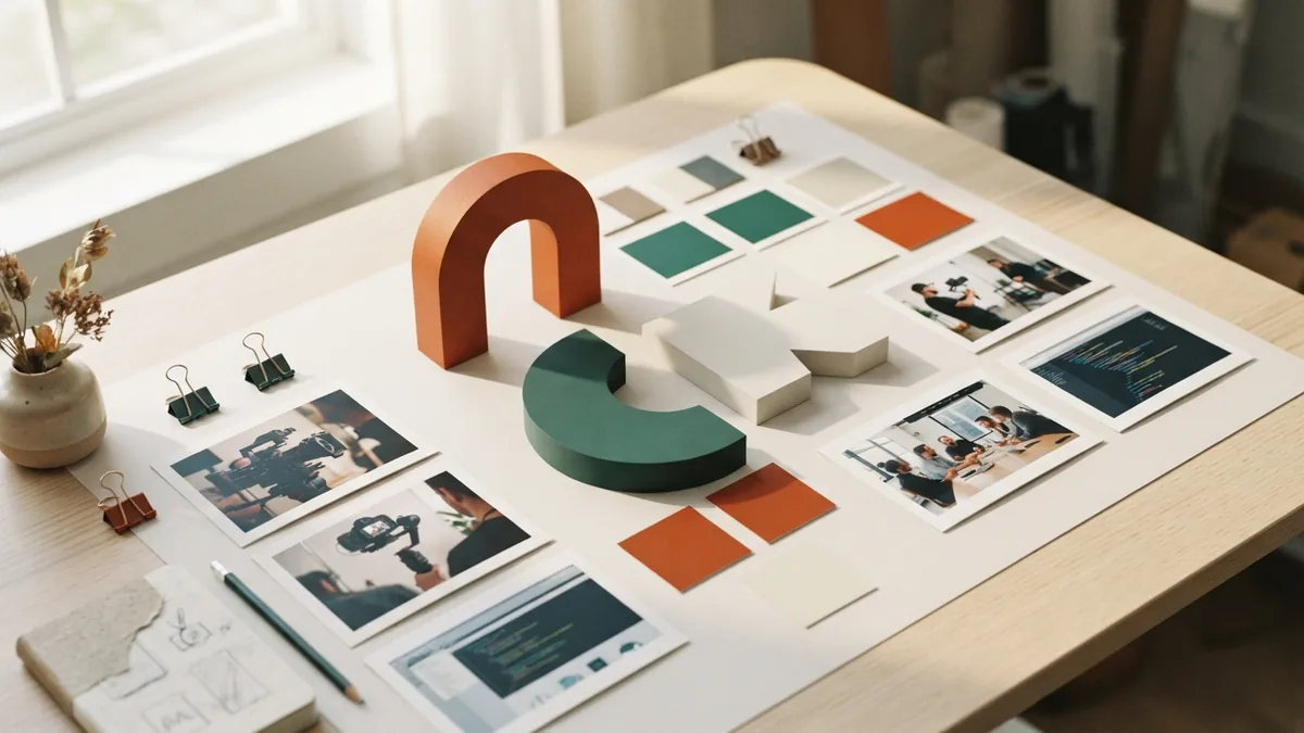 Exploring logo design choices Color and shape studies for a simple, fitting company logo