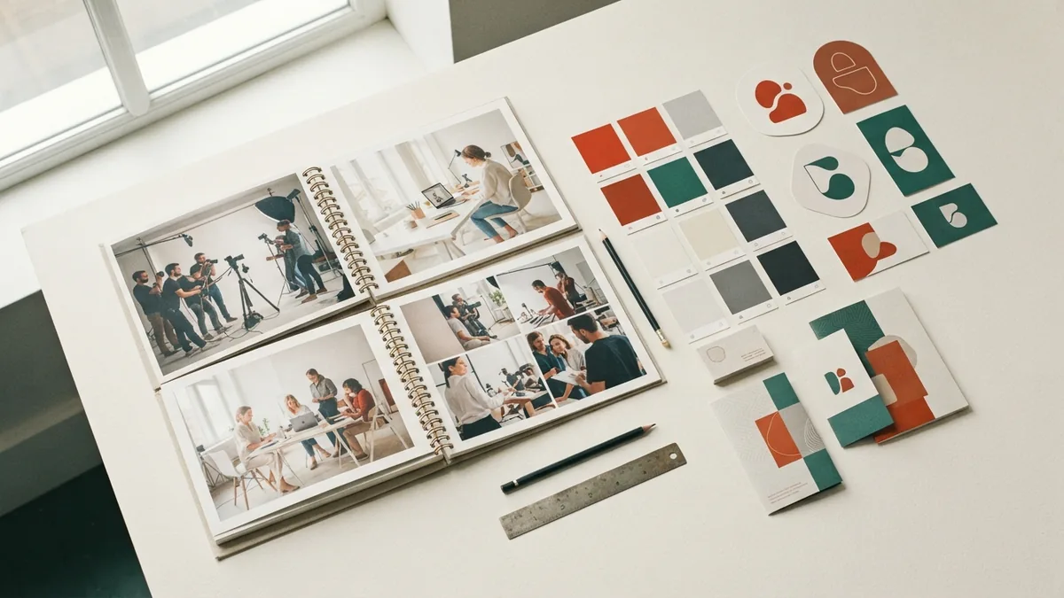 A brand guide and organized design samples prepared for consistent business use