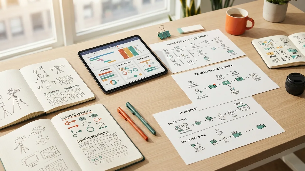Compare digital marketing specialties Marketing planning tools arranged for comparing SEO, social media, and email work