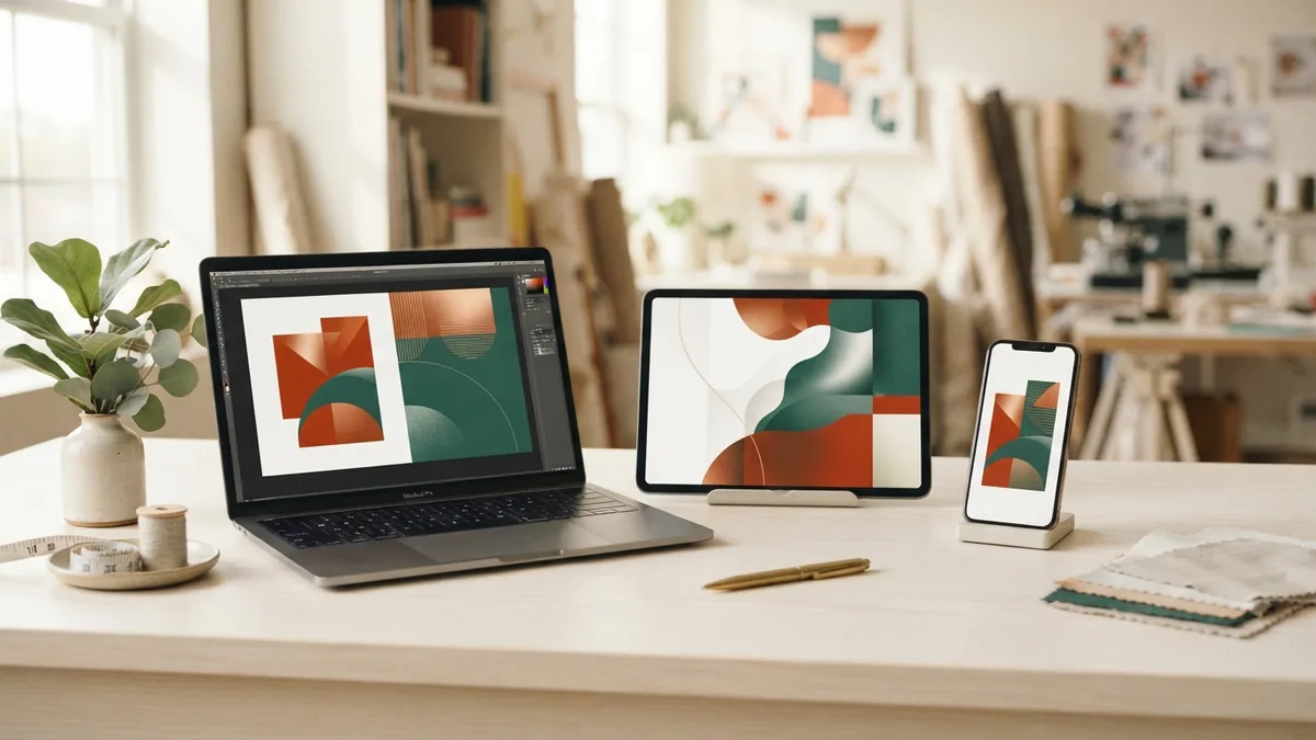 Laptop, phone, and tablet showing coordinated responsive website layouts