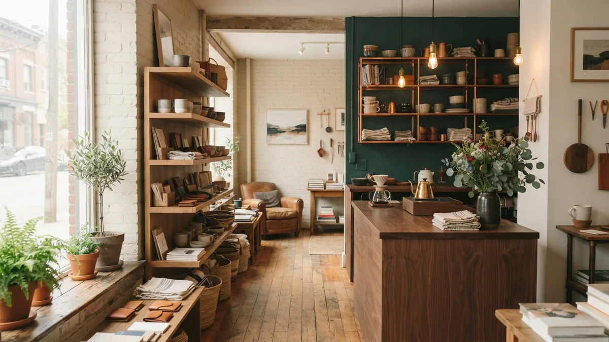Small shop interior showing how a consistent brand experience can feel welcoming